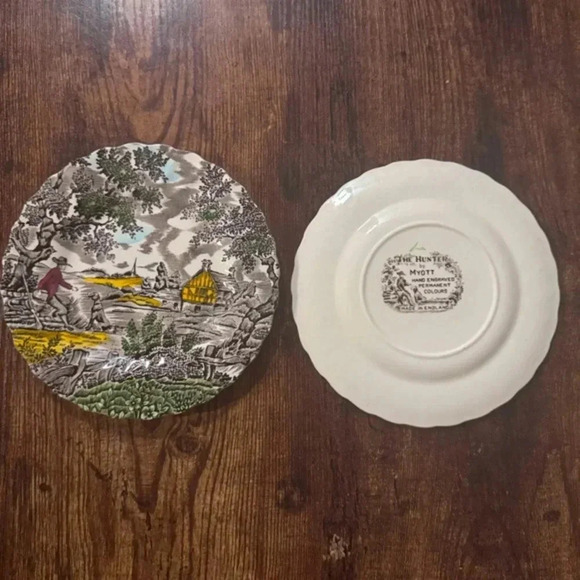 Vintage 1960s English Bread & Butter Plates (Hand Engraved, Made in England) - Picture 1 of 9